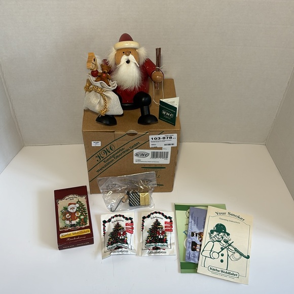 KWO German Incense Smoker Sitting Santa Toy Bag Erzgebirge Germany Christmas NIB - Picture 14 of 14